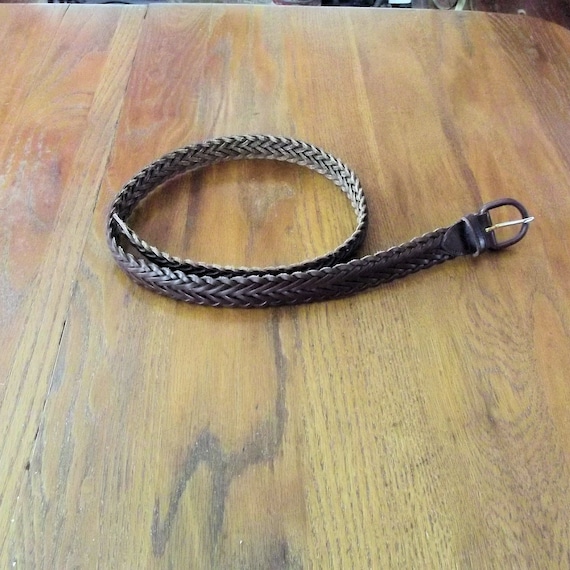 Brown Leather Braided Belt, Full Grain Cowhide, A… - image 1