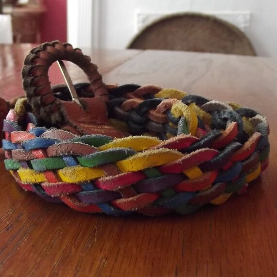 2 Leather Braided Style Belt, Colored, Vintage,  … - image 5