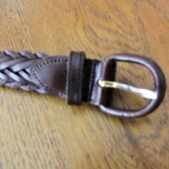 Brown Leather Braided Belt, Full Grain Cowhide, A… - image 4