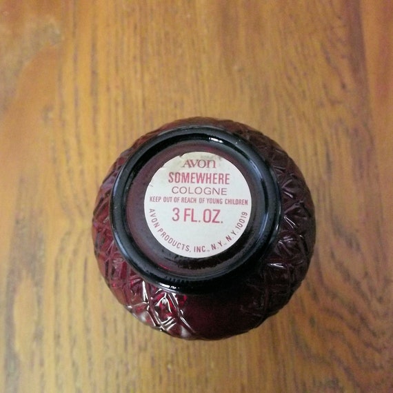 Avon Somewhere Colgne Empty Bottle, Ruby Red Glas… - image 3