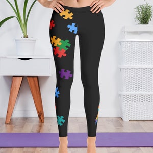 Autism Awareness Women's Leggings - Puzzle - Handmade Apparel - Yoga Pants - Sublimation Design - Fashion - Activewear - Fitness - Colorful