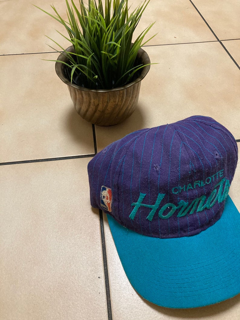 Vintage Charlotte Hornets Pinstripe Script Snapback Hat 90s Ss Hats Caps Accessories Valresa Com