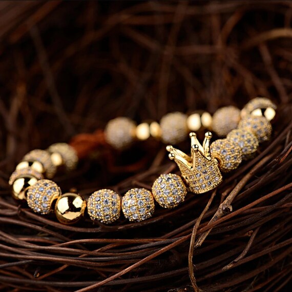 Men s Gold Crown Bracelet Etsy Canada