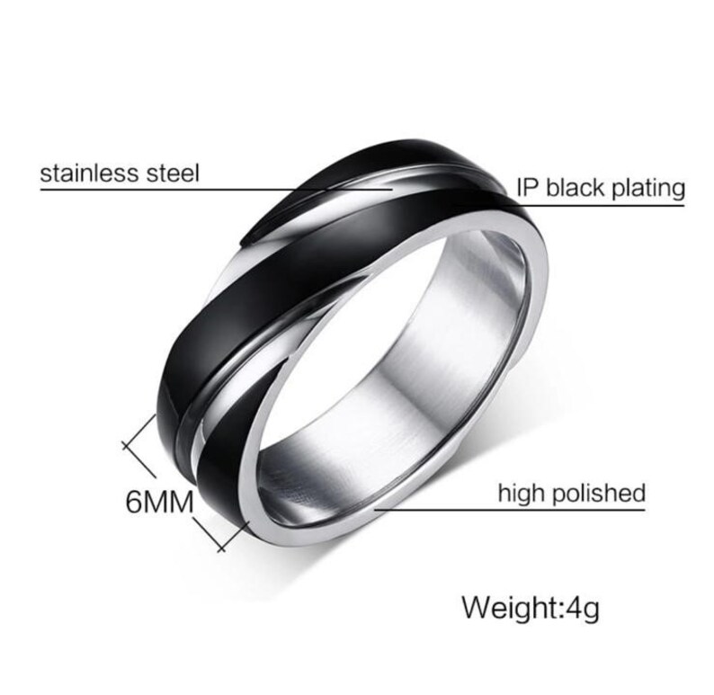 Men/'s Stainless Steel Band Ring 6MM