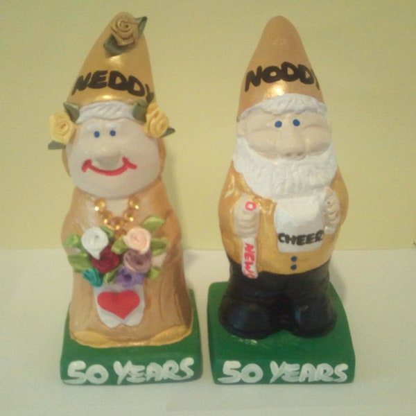 50th Wedding Anniversary Gift Gnomes,personalised, Golden Wedding Anniversary gift For Special Couple,Handmade And Quirky.