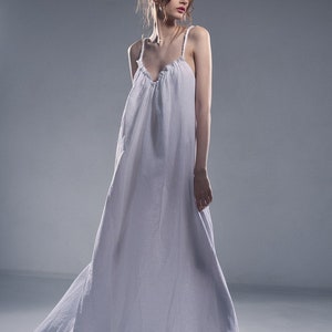 Vestido largo con espalda descubierta/tejido muy ligero, 100% algodón, tejido ecológico, vestido de verano para relax y paseo, con trabajo artesanal
