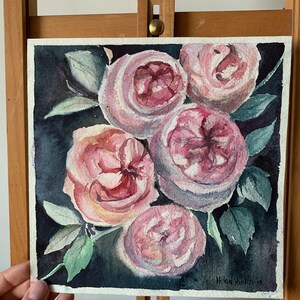 Original Watercolor Flower Painting – Purple Floral Wall Art – Small Artwork for Gallery Wall – Hand-Painted Botanical Decor