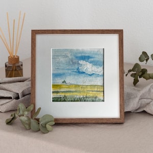 Goldene Stille – Original Aquarell Landschaft eines Ukrainischen Feldes (mit Passepartout)