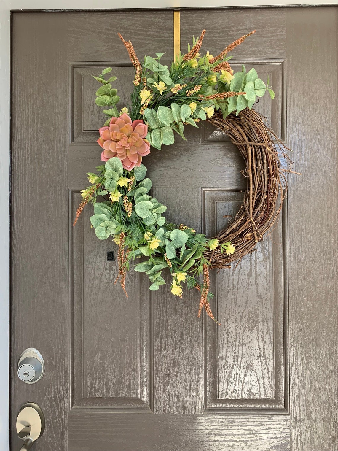 Succulent Wreath, Eucalyptus Wreath, Front Door Wreath, Summer Wreath ...
