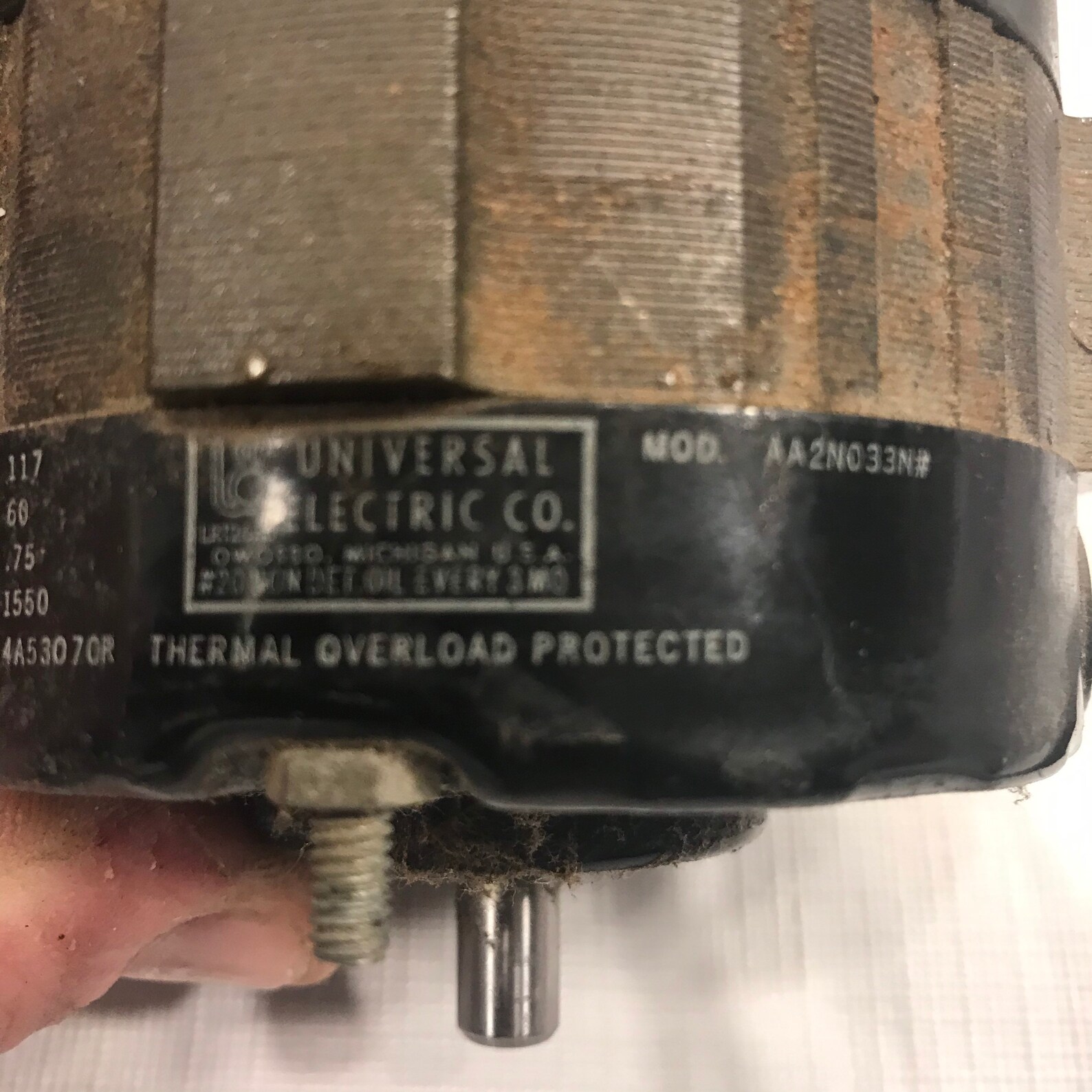 Universal Electric Co Motor 1960s 117 Volts 60 Cycles Etsy