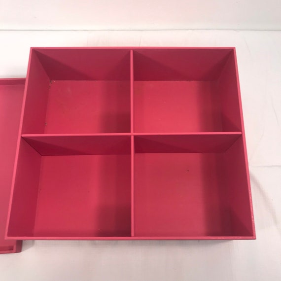 Victorian 4 Compartment Wood Decrative Box Pink R… - image 2