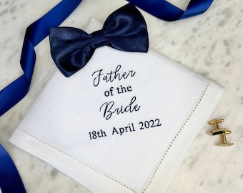 Personalised Father Of The Bride Gift | Wedding Handkerchief | Mens Handkerchief | Dad Gift | Linen Hanky | Perfect Gift For Happy Tears!