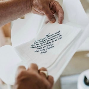 Father Of The Bride Handkerchief Linen Wedding Handkerchief Personalised Message Hanky Mens Handkerchief Father Of The Groom image 3