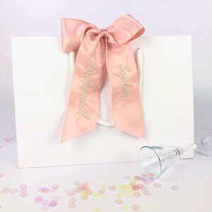 Personalised Wedding Favours Embroidered Ribbon Bow Personalised Gift Tag Bridesmaid Gifts Give Your Gifts The Wow Factor image 5