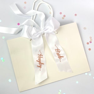 Personalised Wedding Favours Embroidered Ribbon Bow Personalised Gift Tag Bridesmaid Gifts Give Your Gifts The Wow Factor image 7