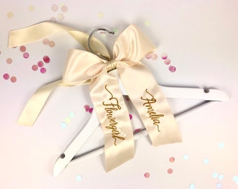 Personalised Flower Girl Wedding Hanger | Kids Wedding Hangers | Flower girl Proposal | Embroidered Ribbon | Children's Wedding Hanger