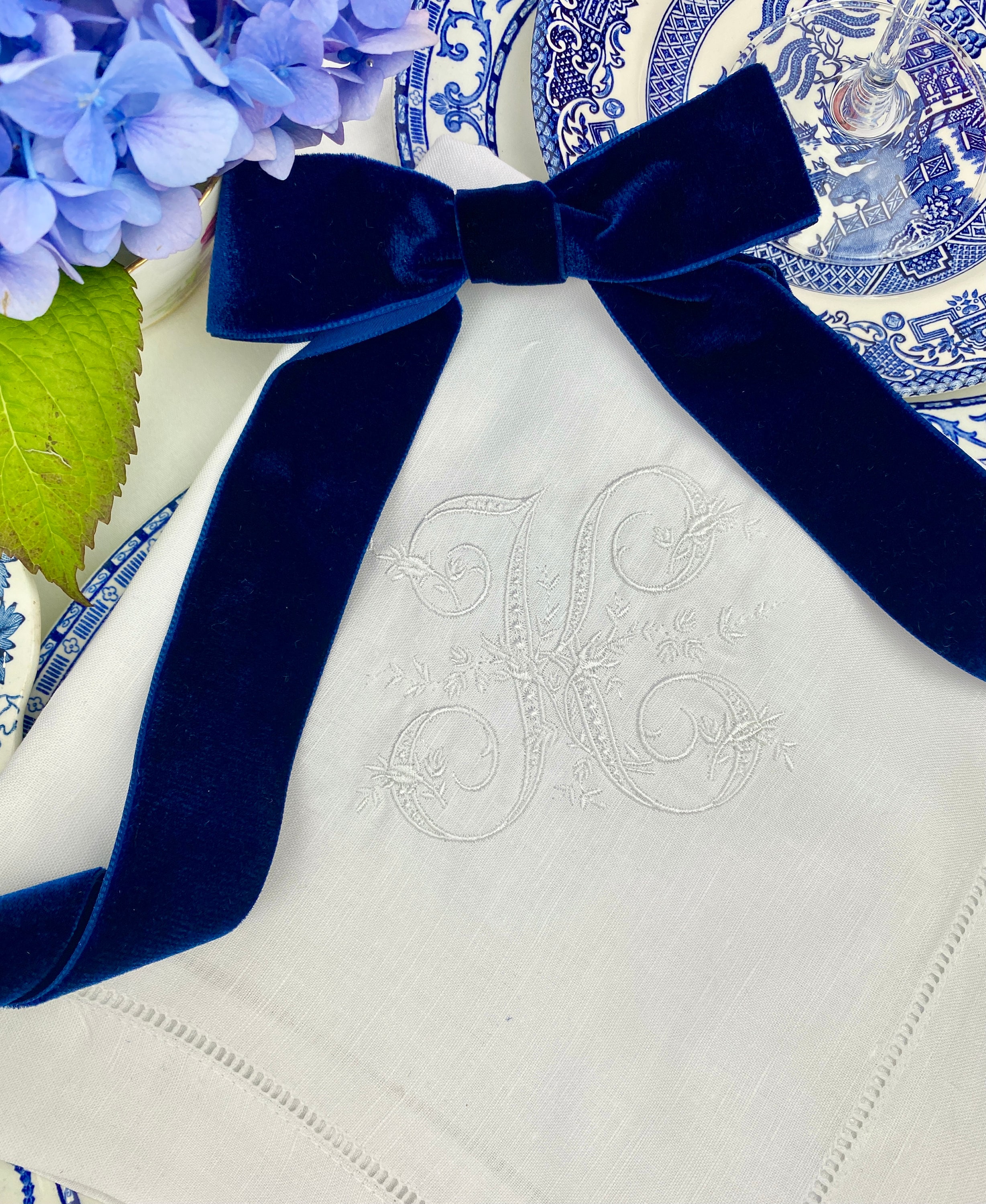 Embroidered Antique Monogram Linen Napkin Personalised Etsy
