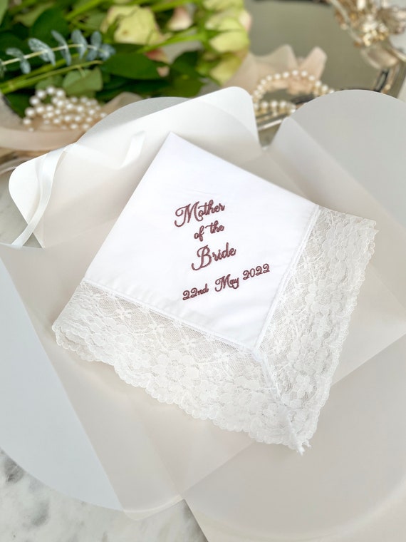 Mother of the Bride Wedding Handkerchief Personalised Lace