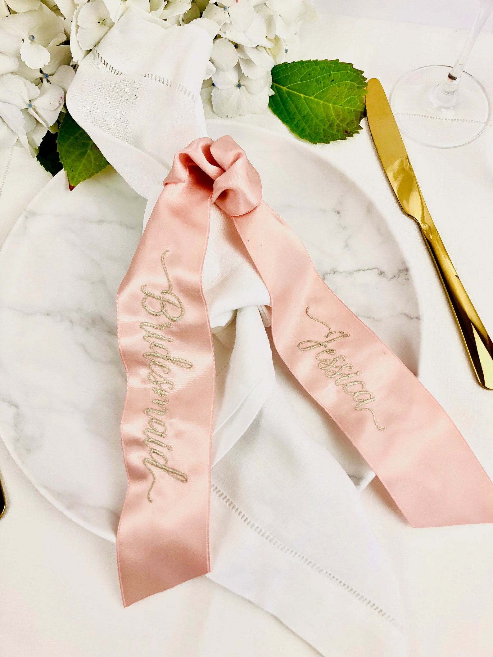Embroidered Ribbon Place Setting Personalised Ribbon For Etsy