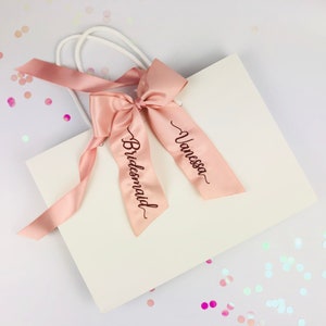 Personalised Wedding Favours Embroidered Ribbon Bow Personalised Gift Tag Bridesmaid Gifts Give Your Gifts The Wow Factor image 3