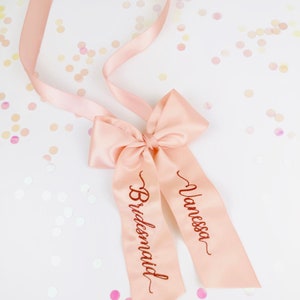 Personalised Wedding Favours Embroidered Ribbon Bow Personalised Gift Tag Bridesmaid Gifts Give Your Gifts The Wow Factor image 2
