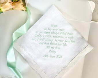 Fazzoletto Sposa Personalizzato - Regalo Mamma Con Pizzo E Data Matrimonio Ricordo Matrimonio Personalizzato - Foto 12