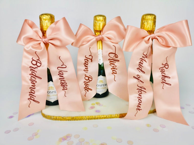 Personalised Wedding Favours Embroidered Ribbon Bow Personalised Gift Tag Bridesmaid Gifts Give Your Gifts The Wow Factor image 6