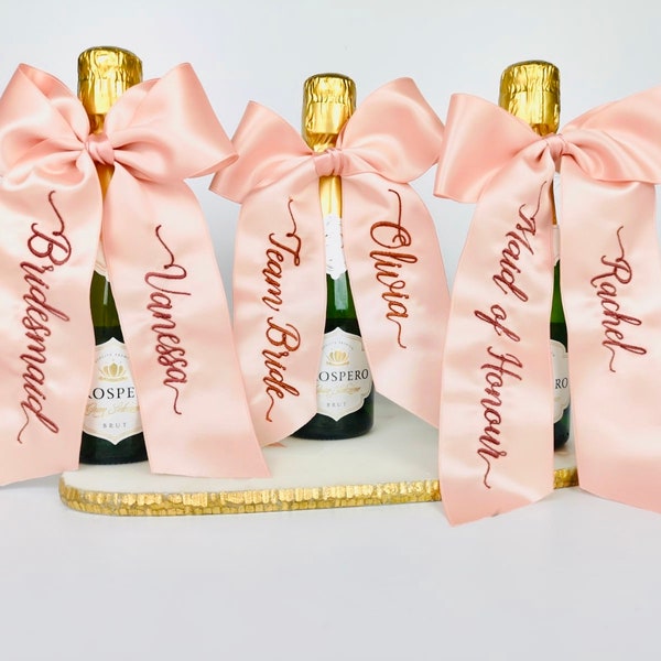 Personalised Wedding Favours | Embroidered Ribbon Bow | Personalised Gift Tag | Bridesmaid Gifts | Give Your Gifts The Wow Factor!