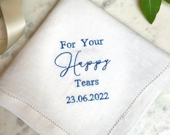 Fazzoletto da sposa ricamato a mano: cotone vintage Something Blue Nontiscordardime - Italia