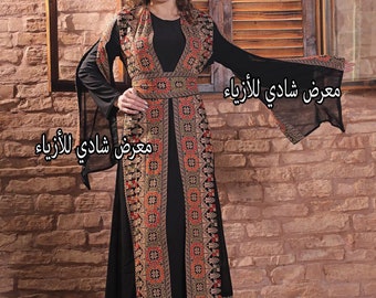 open sleeves dress traditional embroidered palestinian dress heritage henna wedding festivals inner dress not icluded