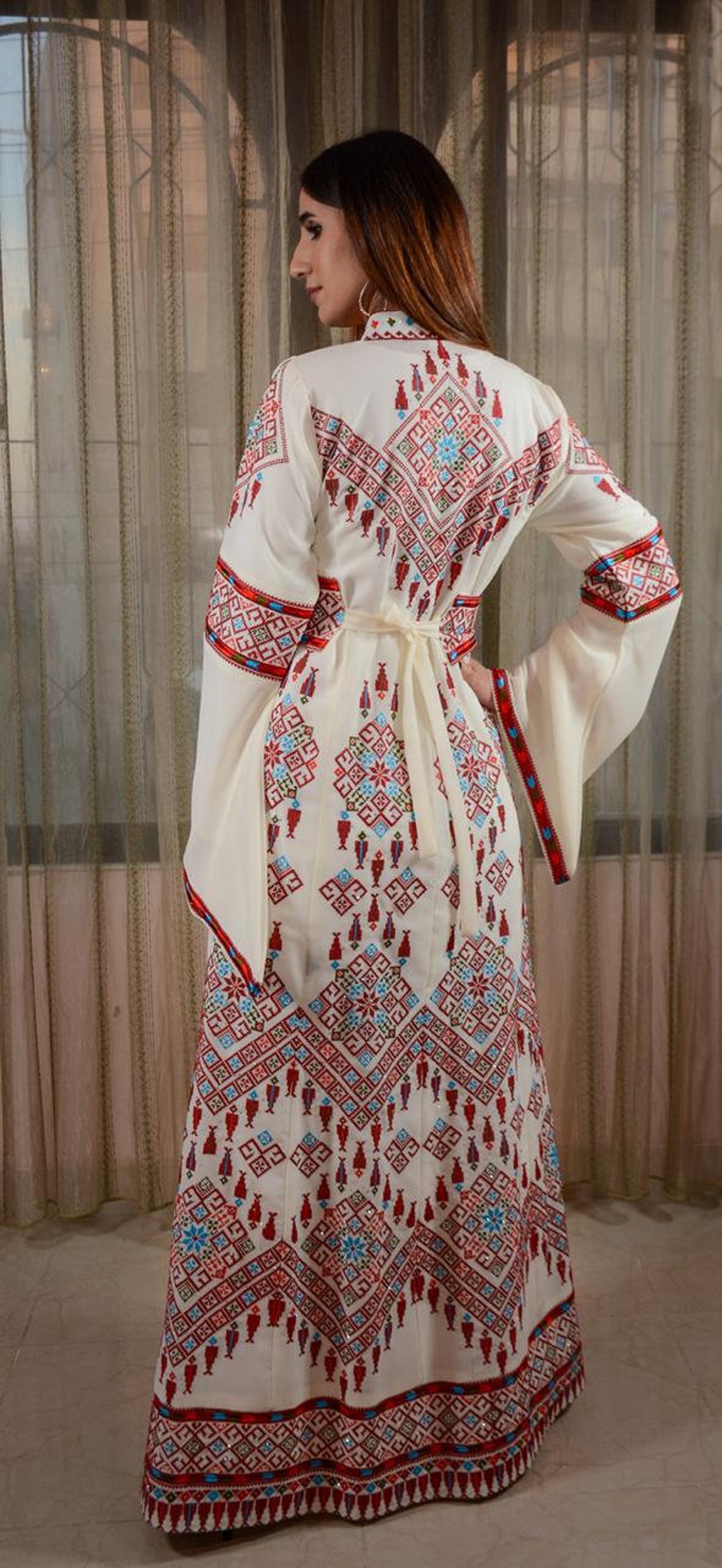 Embroidery Caftan kaftan Stitch Heritage Palestine Jordan Etsy