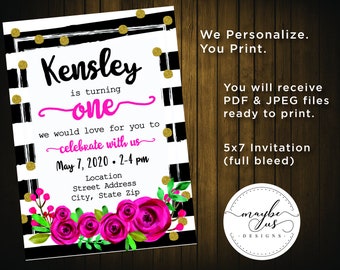 Kate Spade Inspired Birthday Invitation - Roses