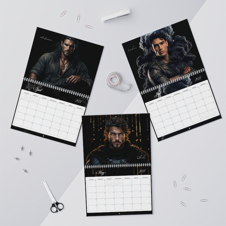 2026-2027 Romantasy Book Boyfriend Calendar | Fae Warrior Fantasy Art, BookTok Gift image 9