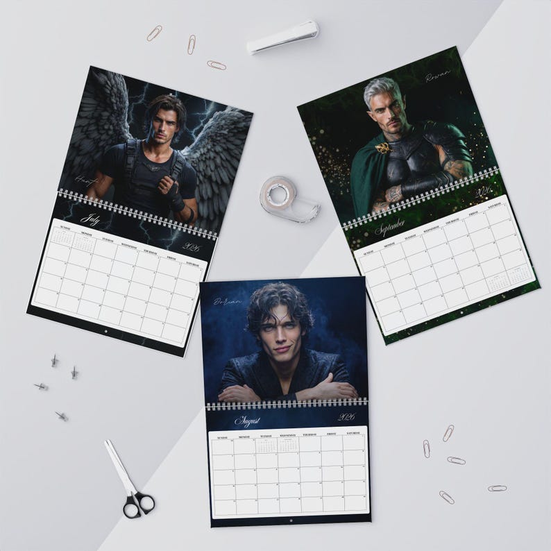 2026-2027 Romantasy Book Boyfriend Calendar | Fae Warrior Fantasy Art, BookTok Gift image 6