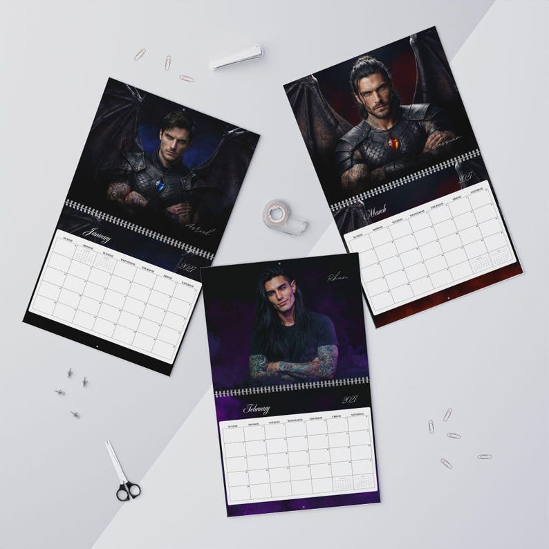 2026-2027 Romantasy Book Boyfriend Calendar | Fae Warrior Fantasy Art, BookTok Gift image 14