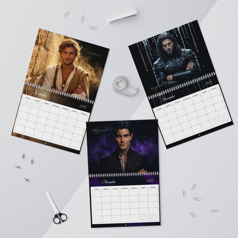 2026-2027 Romantasy Book Boyfriend Calendar | Fae Warrior Fantasy Art, BookTok Gift image 7