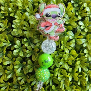 Grinch Stitch badge reel or lanyard
