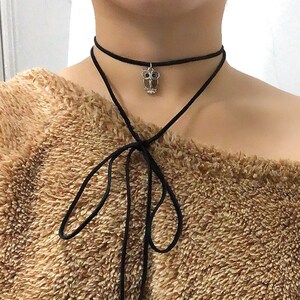 Boho Style Wrap Choker, Black Wrap Choker, Double Wrap Choker, Bohemian Wrap Choker, Suede Wrap Charm Choker, Black Suede Choker, Tie Choker