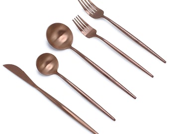Elyon Tableware® 20-piece Modern Matte Copper Flatware Set