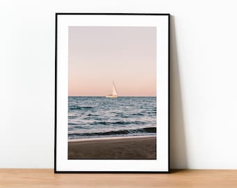 Sailboat at Sunset on Lake Michigan | Coastal Wall Art | Digital Print for Home Decor