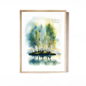 Birch Tree Wall Art, Snow Birch Tree Wall Print, Watercolor Tree Art, Home Decor, Instant Download, Large Poster Print, Nursery Wall Art