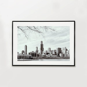 Chicago Skyline Black and White Photo Art Print (Digital Download)