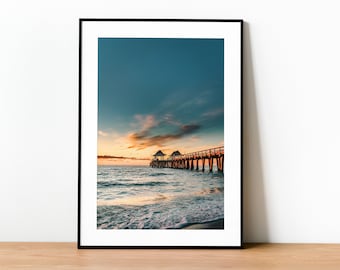 Naples Pier Sunset Photography Print: Florida Beach Scene (Digital Download)