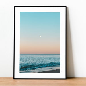 Lake Michigan Print, Moon Print, Printable Art, Glencoe Beach, Canvas Print, Home Decor, Poster Print, Great Lakes, DIGITAL DOWNLOAD