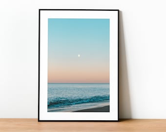 Lake Michigan Moon Print: Glencoe Beach Home Decor (Digital Download)