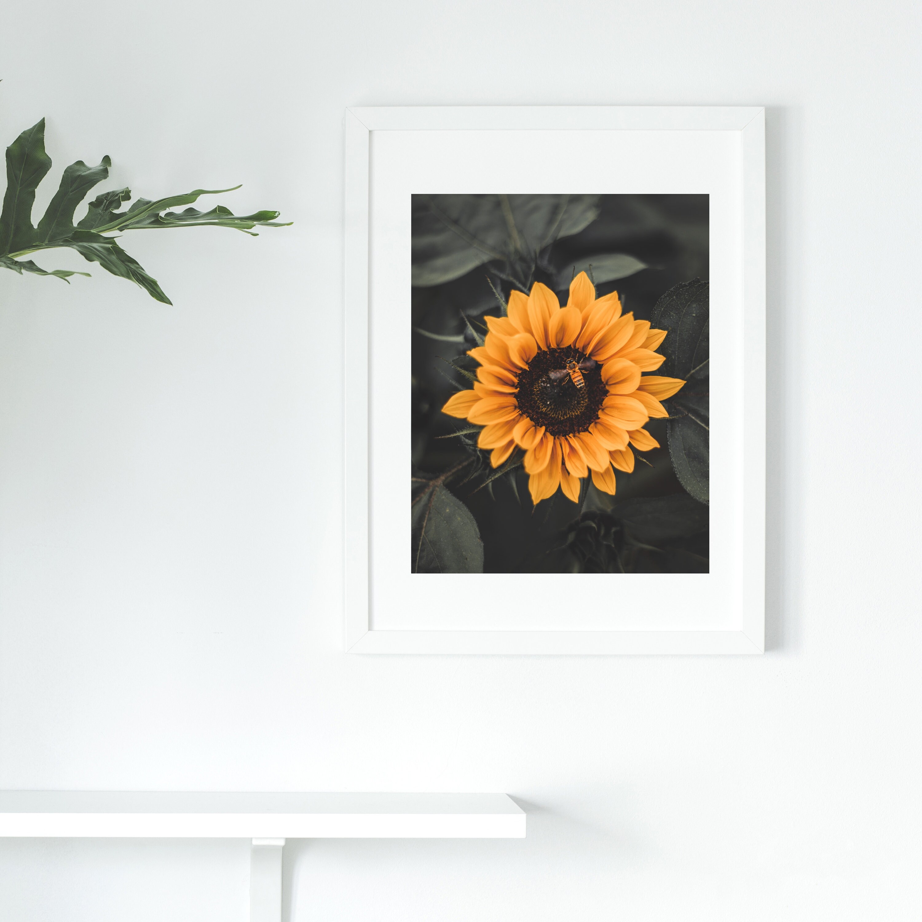 Sunflower and Bee Print Sunflower Art Poster Bee Print | Etsy