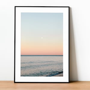 Coastal Moon Beach Print: Sunset Seascape (Digital Download)