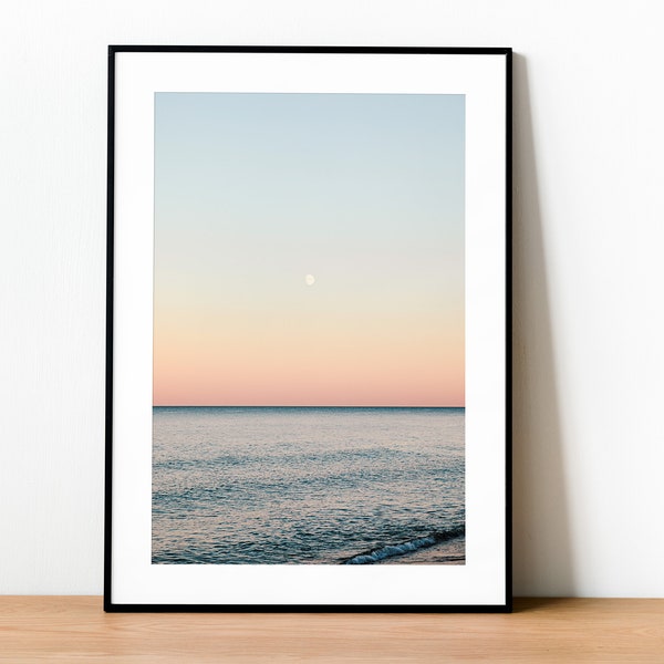 Coastal Beach Print, Moon Beach, Downloadable Print, Instant Download, Digital Print, Poster Prints, Sunset, Canvas, DIGITAL DOWNLOAD