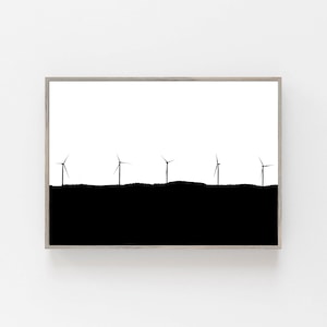 Wind Turbine Print, Minimalist Print, Fine Art Print,  Wind Turbine Wall Art, Wind Turbine Canvas, Instant Download, Wall Decor, Wind Mills