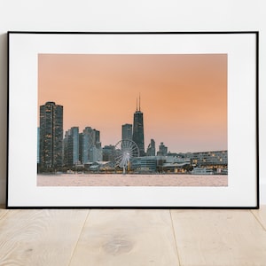 Navy Pier Chicago Print, Navy Pier at Sunset Print, Navy Pier at Dusk Print, Lake Michigan Print, Instant Download, Navy Pier Photo Print